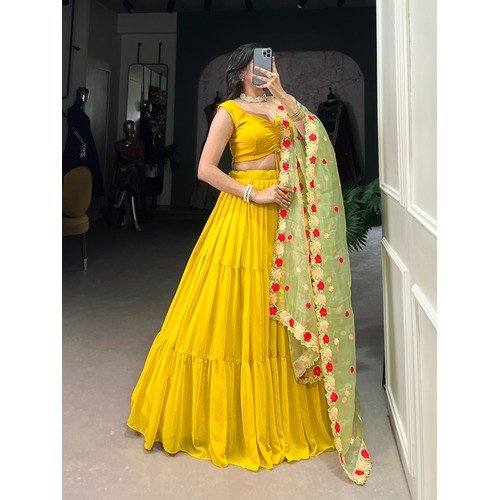 "Elegant Stitched Georgette Lehenga for Timeless Grace"