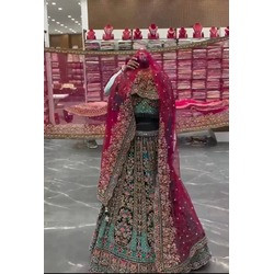 Luxury 4 Meter Flared Fox Georgette Sequins Embroidered Lehenga Set with Can-Can & Canvas Layer | Semi-Stitched Designer Outfit