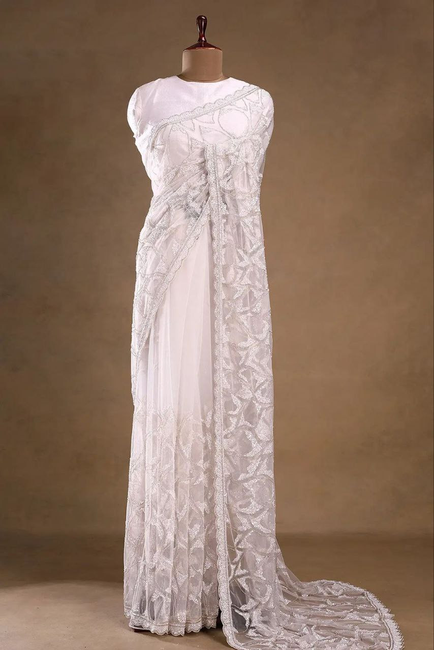 Premium Butterfly Net Saree with Elegant Sequins Work