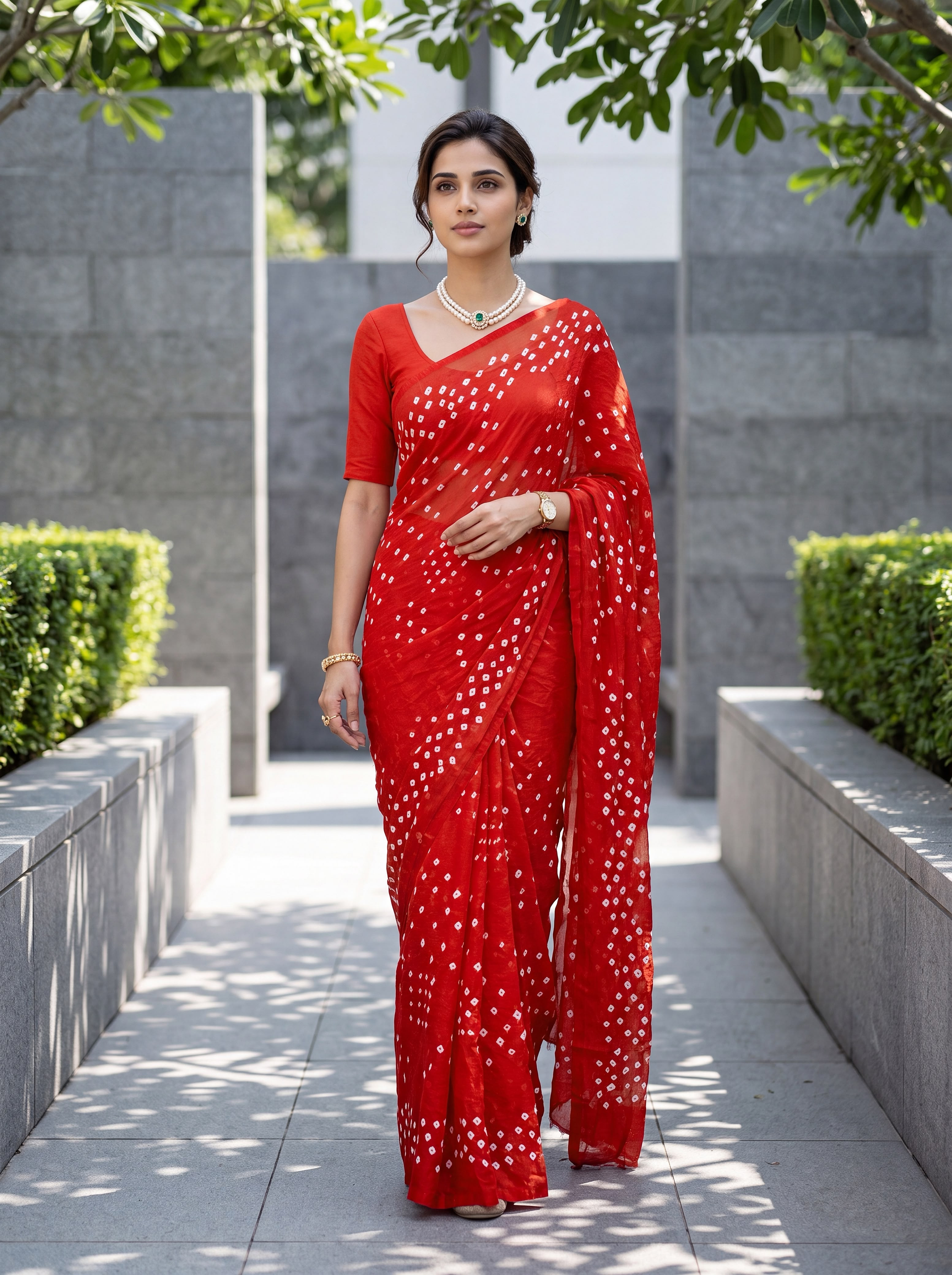 Pure Silk Bandhani Saree - Handcrafted Tie-Dye Elegance