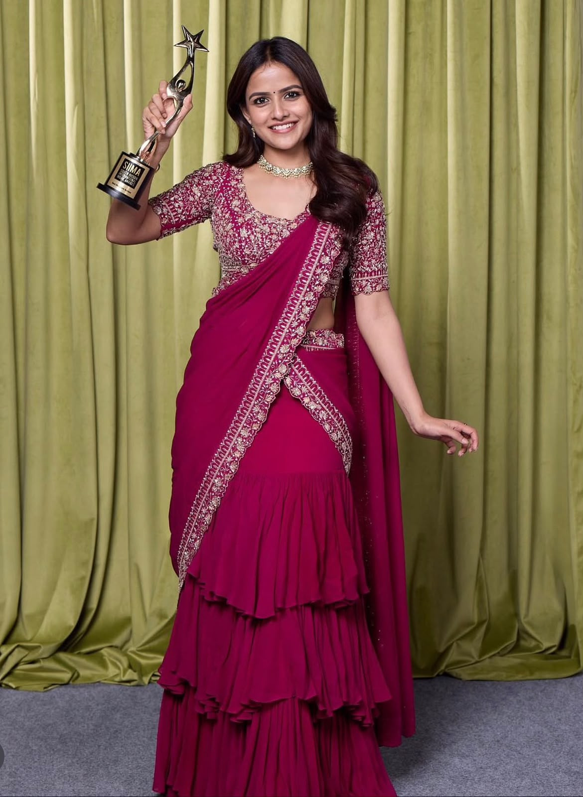 Ready to Wear Lehenga Style Saree – Indo-Western Embroidered Sequin Set