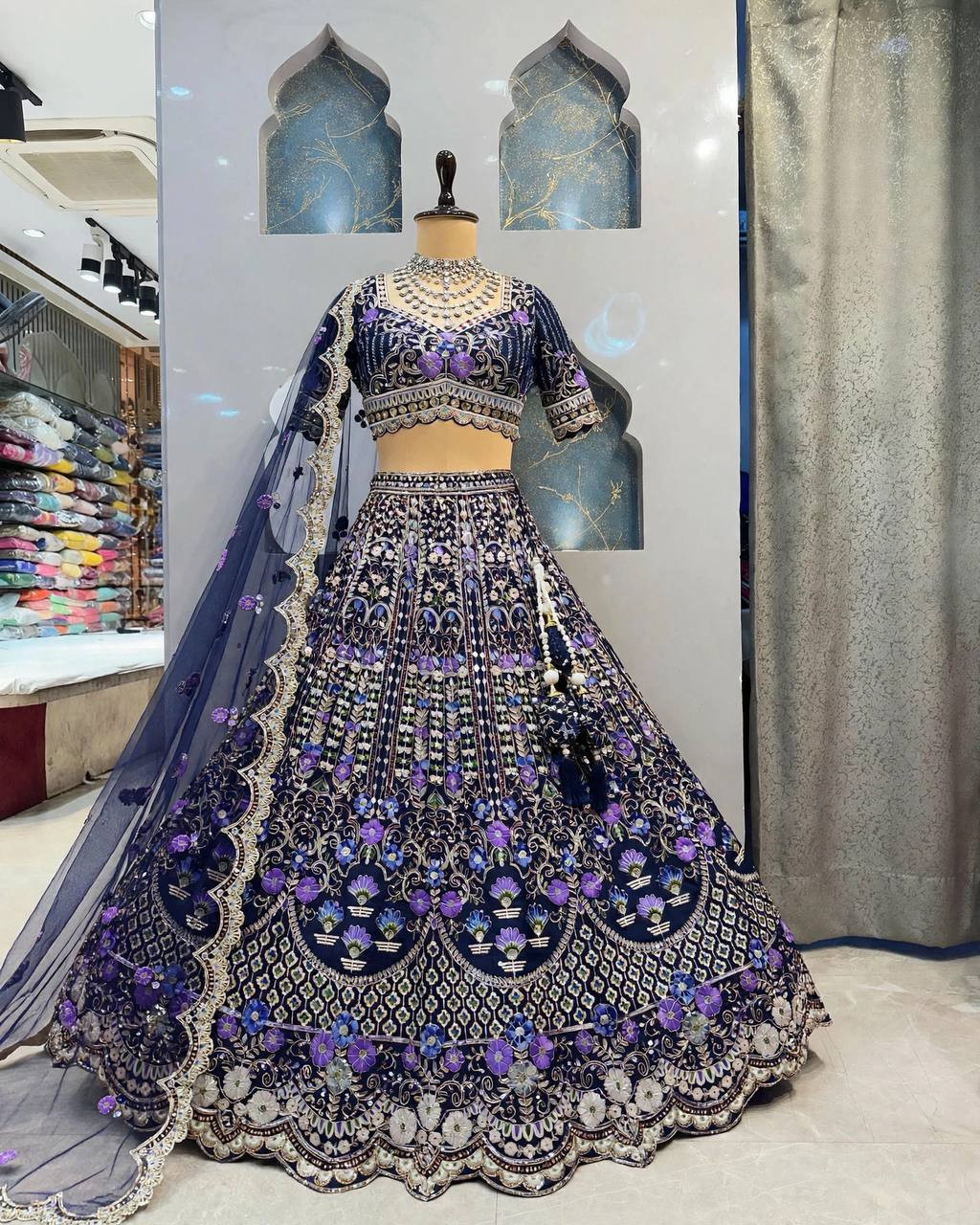 4 Meter Coding Sequins Cut Work Lehenga Choli with Can-Can & Canvas