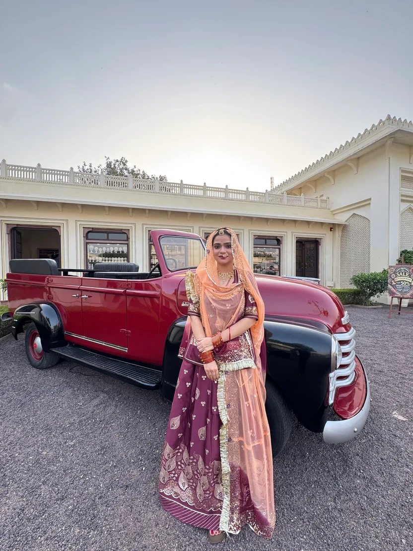 Rajwadi Roop Satin Suit Rajputi Poshak With Hamrahi Odhna