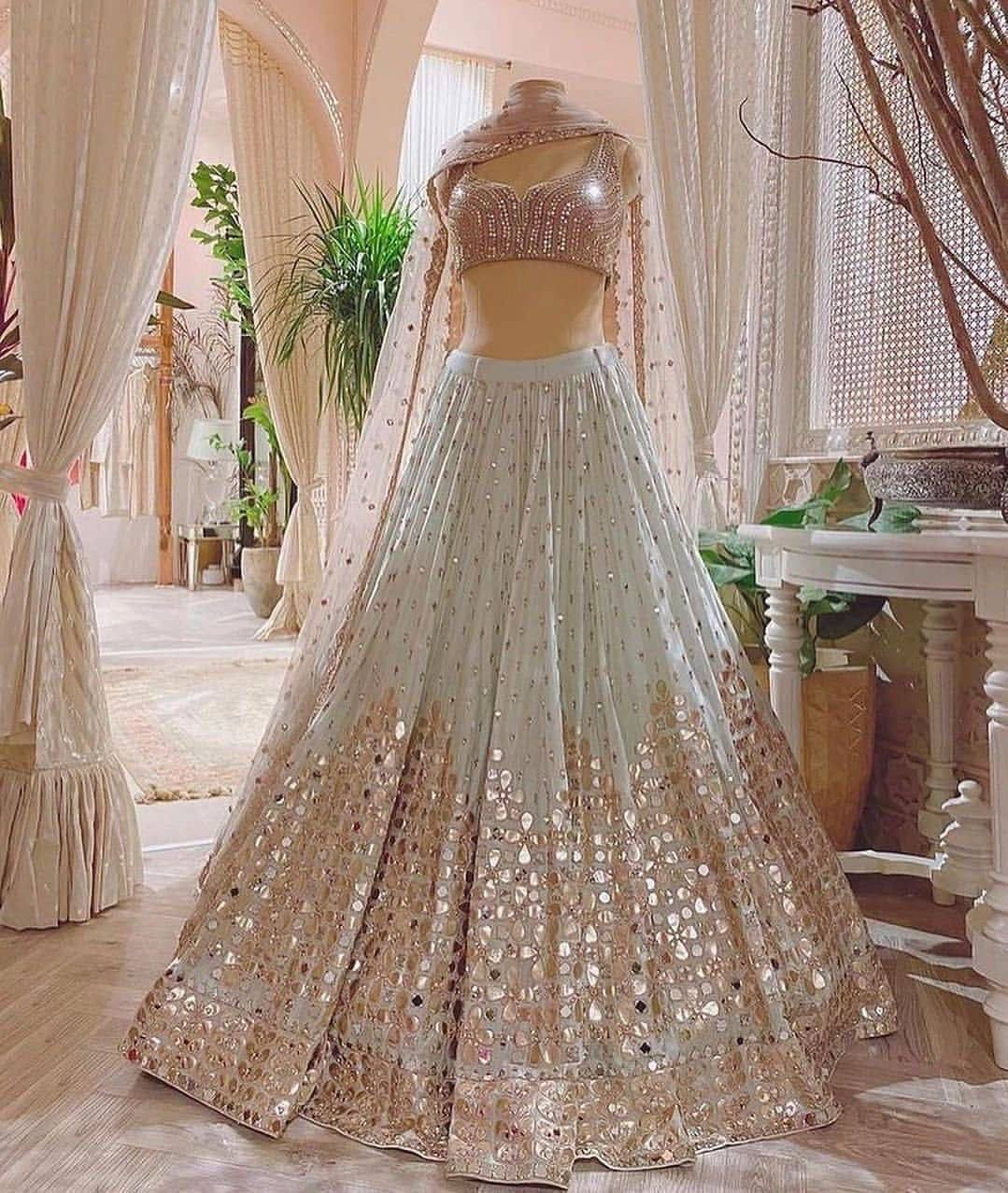 Mirror Work Lehenga with Cancan & Canvas