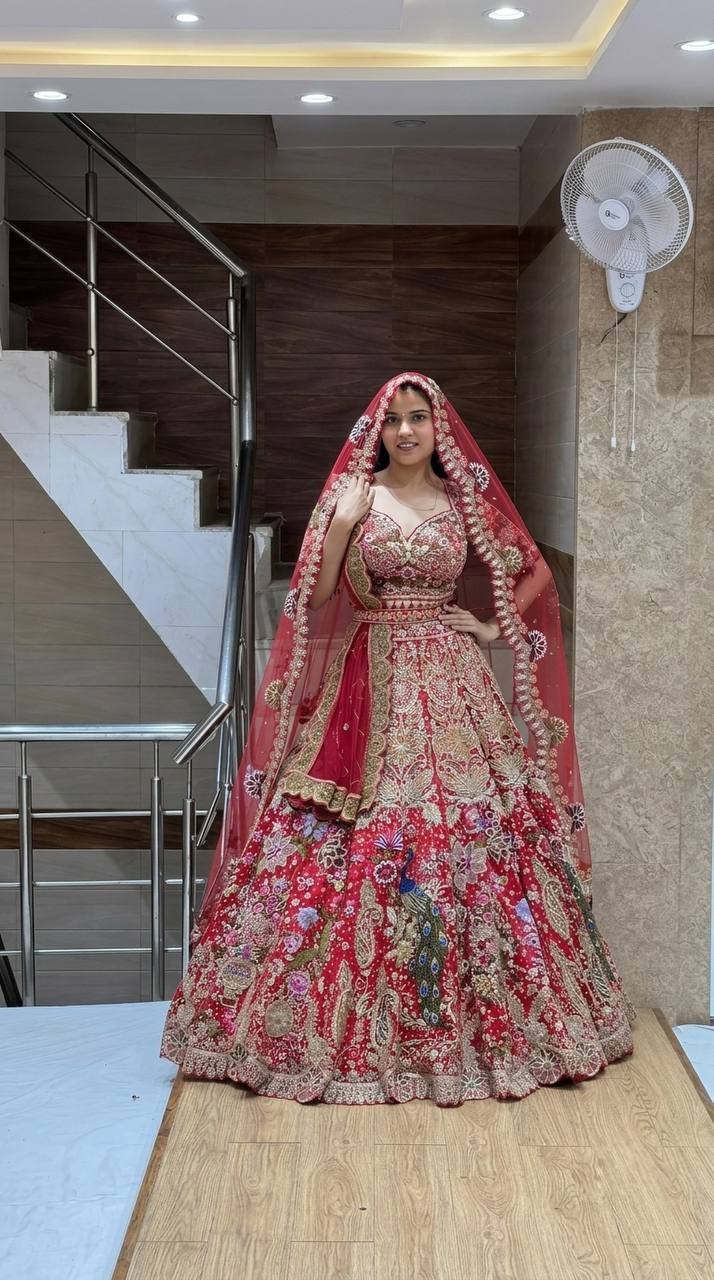 Catalogue Title: Premium 4 Meter Flared Fox Georgette Sequins Embroidery Lehenga Choli with Can-Can & Canvas – Semi-Stitched Party Wear