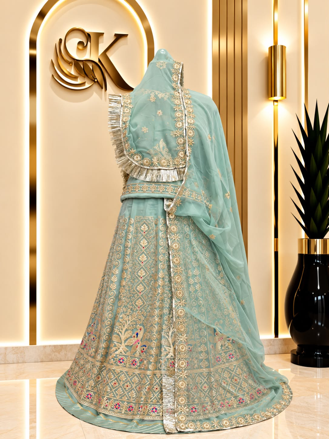 Half Pure Rajputi Poshak with Heavy Chapat Zari Work & Buti Work
