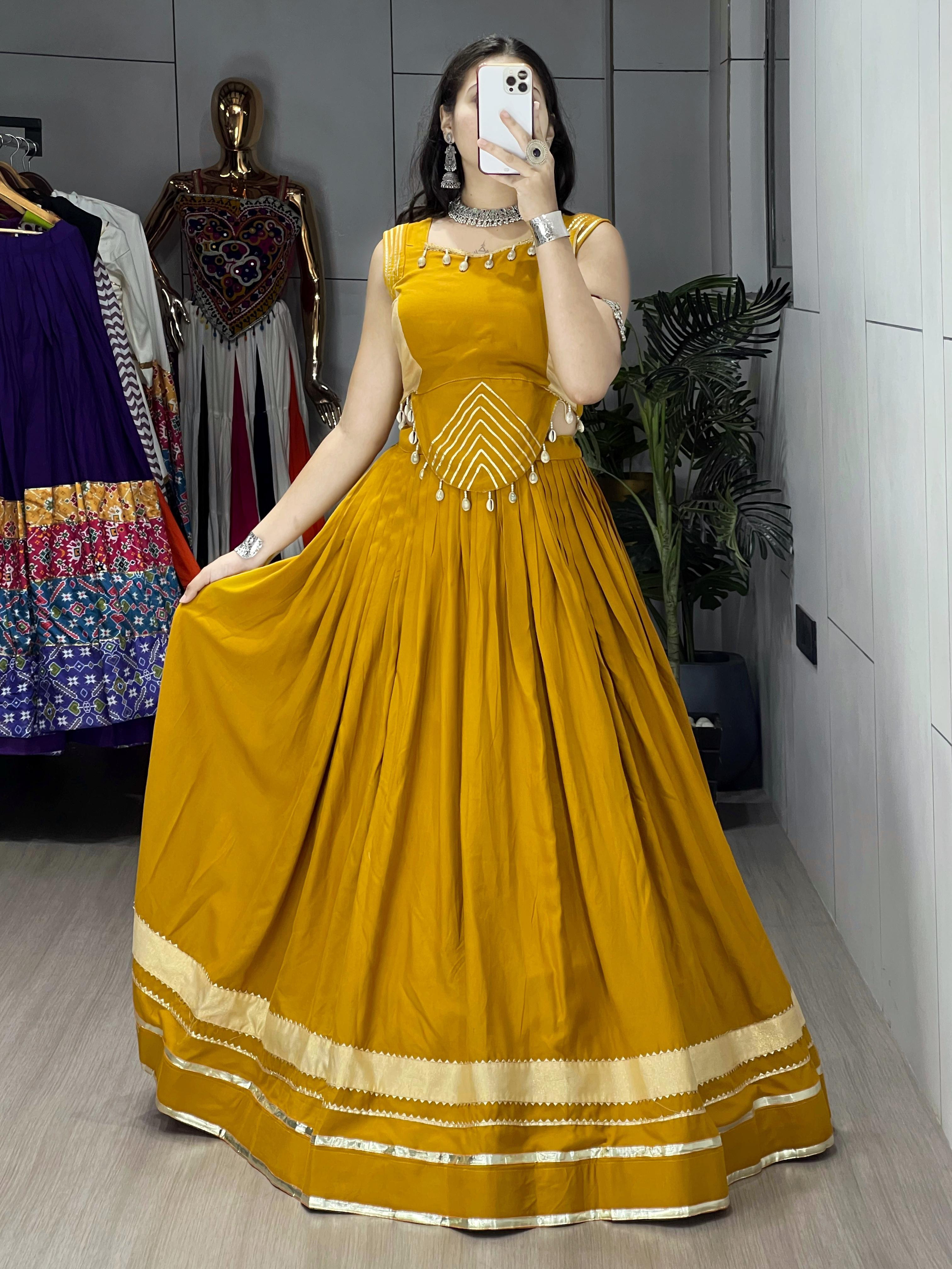 Navratri Collection 2026 Pure Rayon Cotton Lehenga with Fancy Top | Gota Patti Lehenga Choli for Women