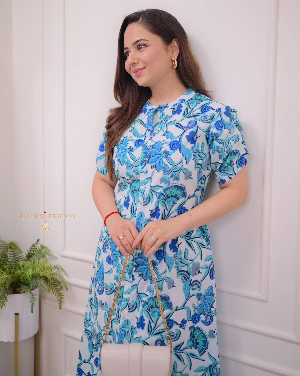 Sky blue cotton frok for women