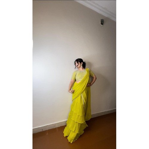 New Launch: Georgette Frill Draped Ready-to-Wear Saree