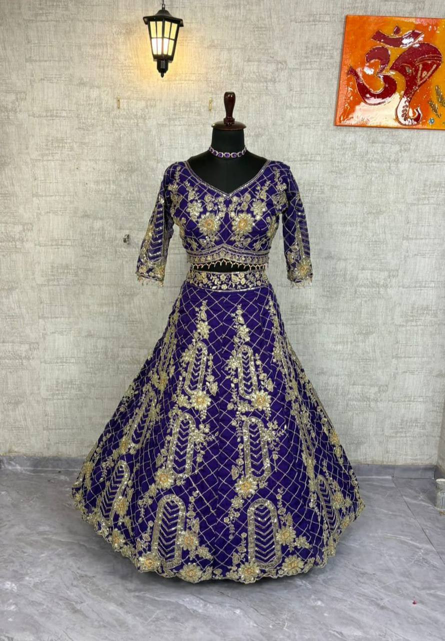 Premium 4 Meter Flared Tubby Silk Lehenga with Sequins Coding Work | Semi-Stitched Lehenga with Can-Can & Canvas Layer