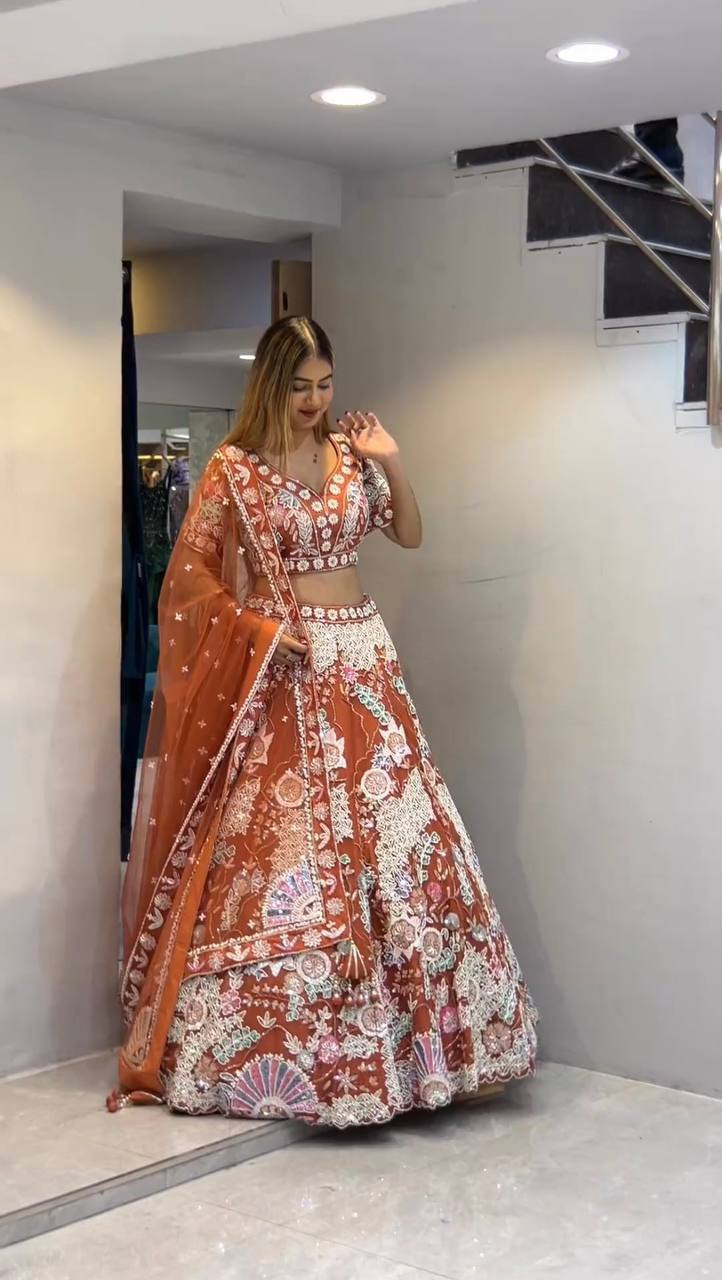 Semi-Stitched Bridal Party Wear Lehenga Choli with Dupatta
