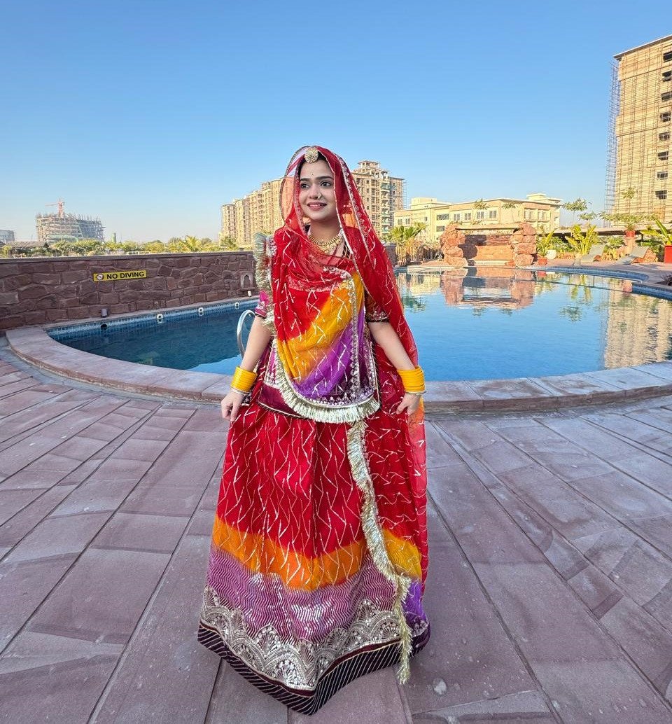 Multicolour Heavy Organza Rajputi Poshak Suit For Women