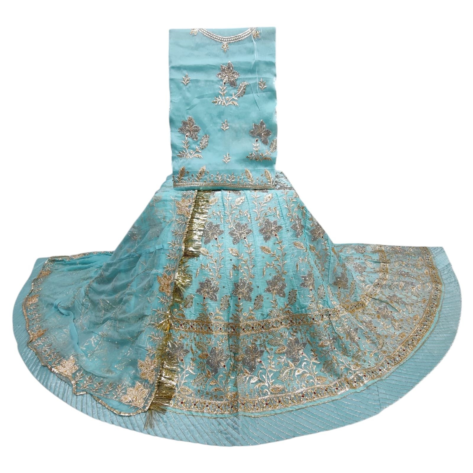 Heavy Rajputi Poshak – 24 Kali with Chapat Zari Work & Jaal Odni