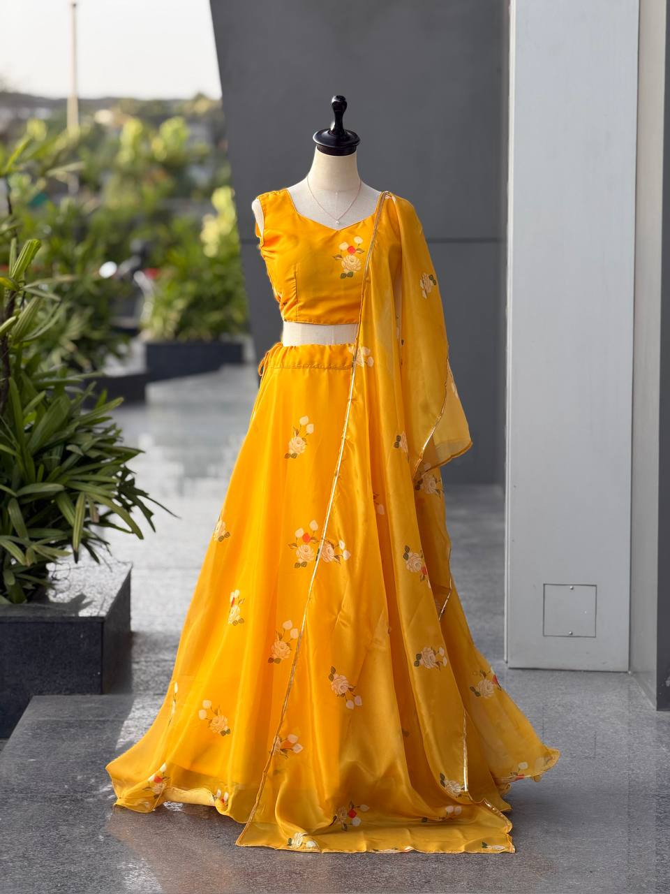 Elegant Jimmy Organza Silk Lehenga Set with Digital Print & 8 Meter Flair