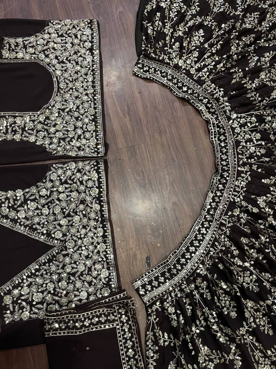 Faux Georgette Lehenga with Heavy Sequins Embroidery, Can-Can & Canvas Layers | Semi-Stitched Glamorous Set