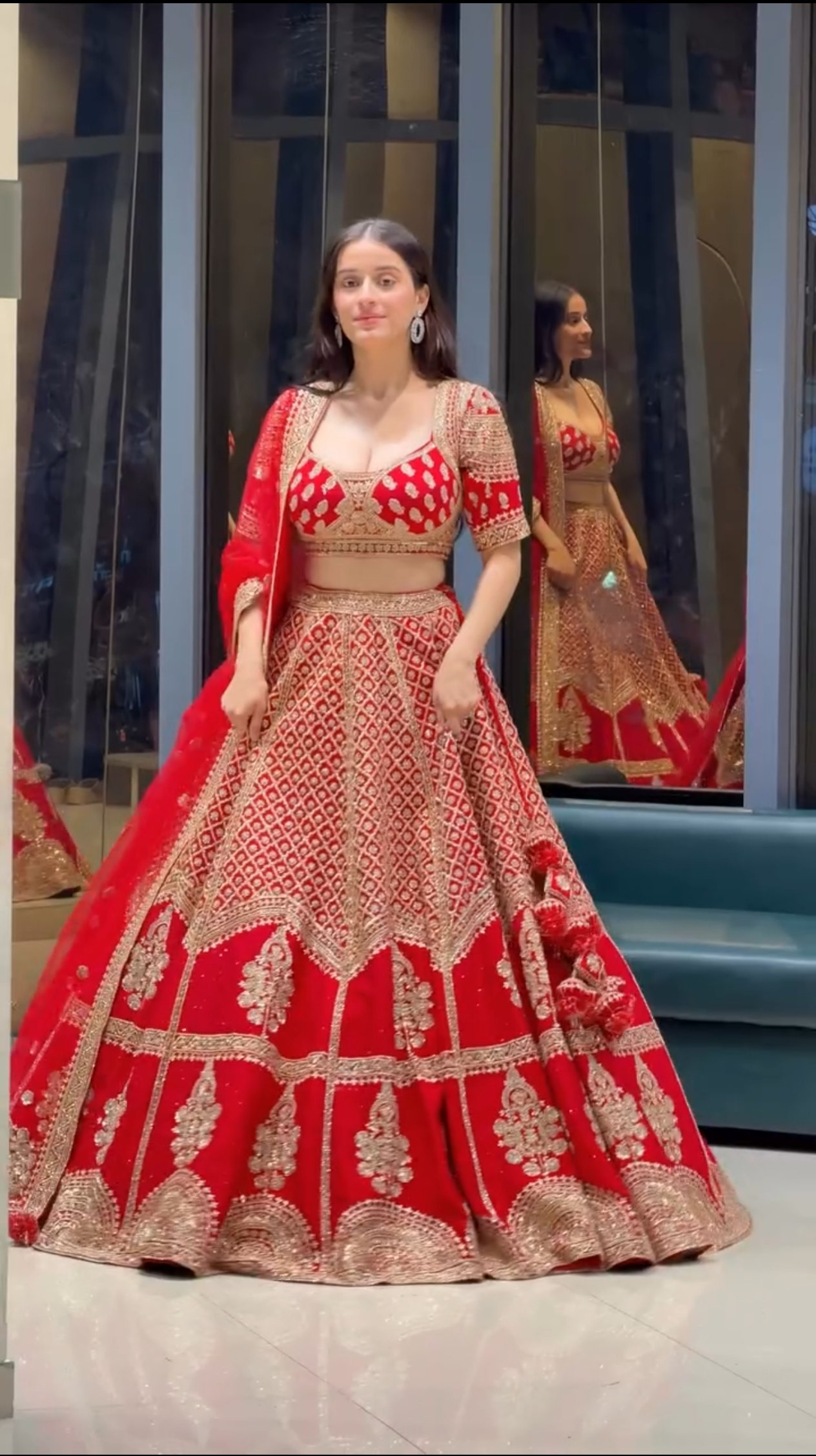 Premium Kesariya Satin Sequins & Jari Work Bridal Lehenga Choli