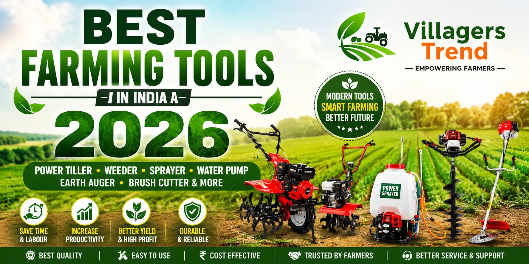 Best Farming Tools in India 2026: आधुनिक खेती के लिए टॉप कृषि उपकरण और मशीनें