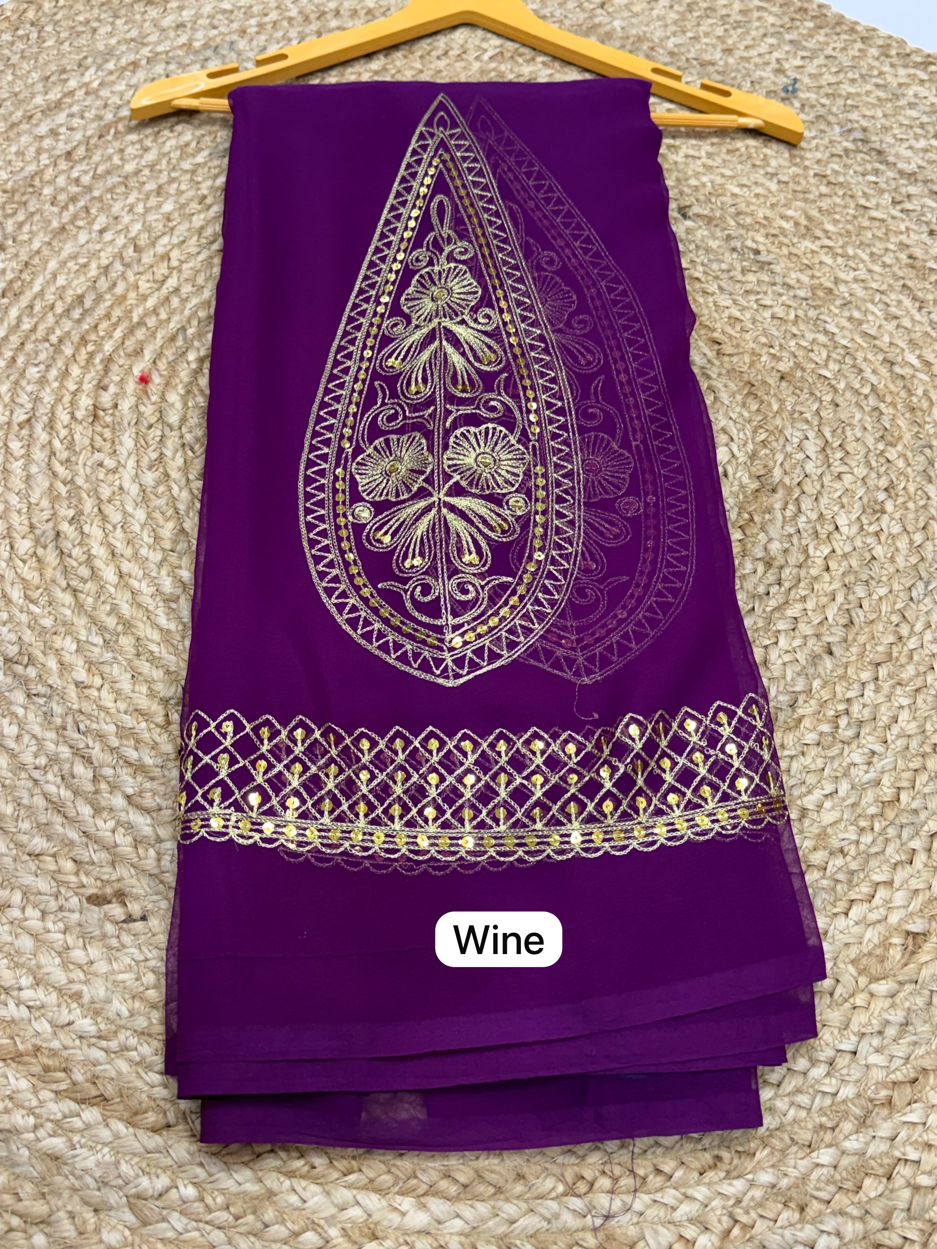 Premium Royal Georgette Rajputi Saree with Kasab Sequence Work & Latkan | Traditional Royal Ethnic Saree