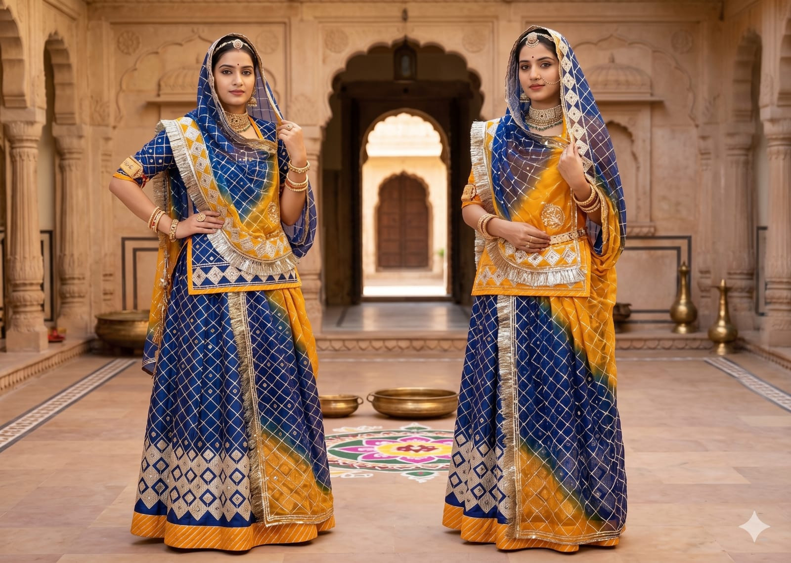 Most Trending Satin Rajputi Poshak with Sikhiya Work & Hamrahi Pure Odhna Allover Jal Work