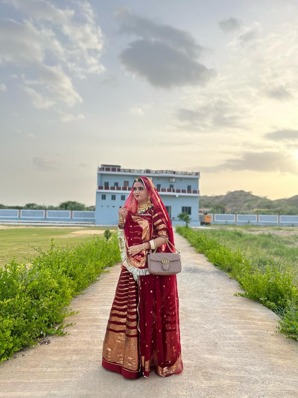 Red Karwa Chauth Special Rajputi Poshak