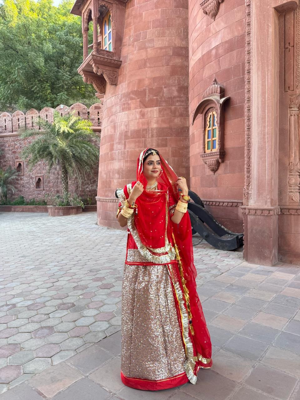 Karwa Chauth Special Red Rajputi Poshak