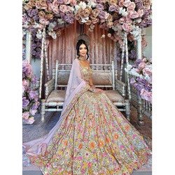4-Meter Flared Faux Georgette Lehenga with Real Mirror Embroidery & Sequins Cut Work | Semi-Stitched with Can-Can & Canvas Layers | Glamorous Bridal & Party Wear