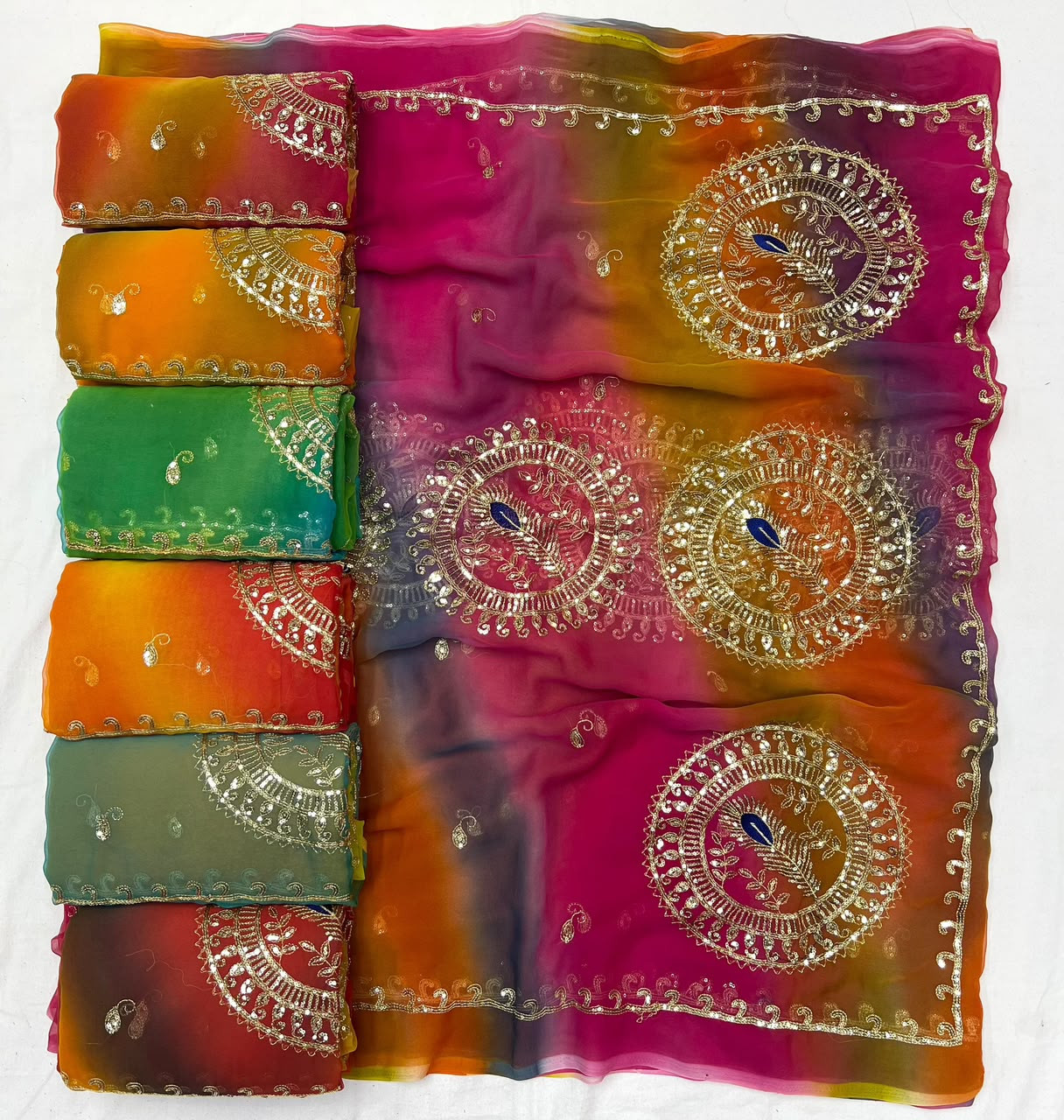 Premium Rajwadi Saree – Original Thakur Ji Georgette with Elegant Sequence Work