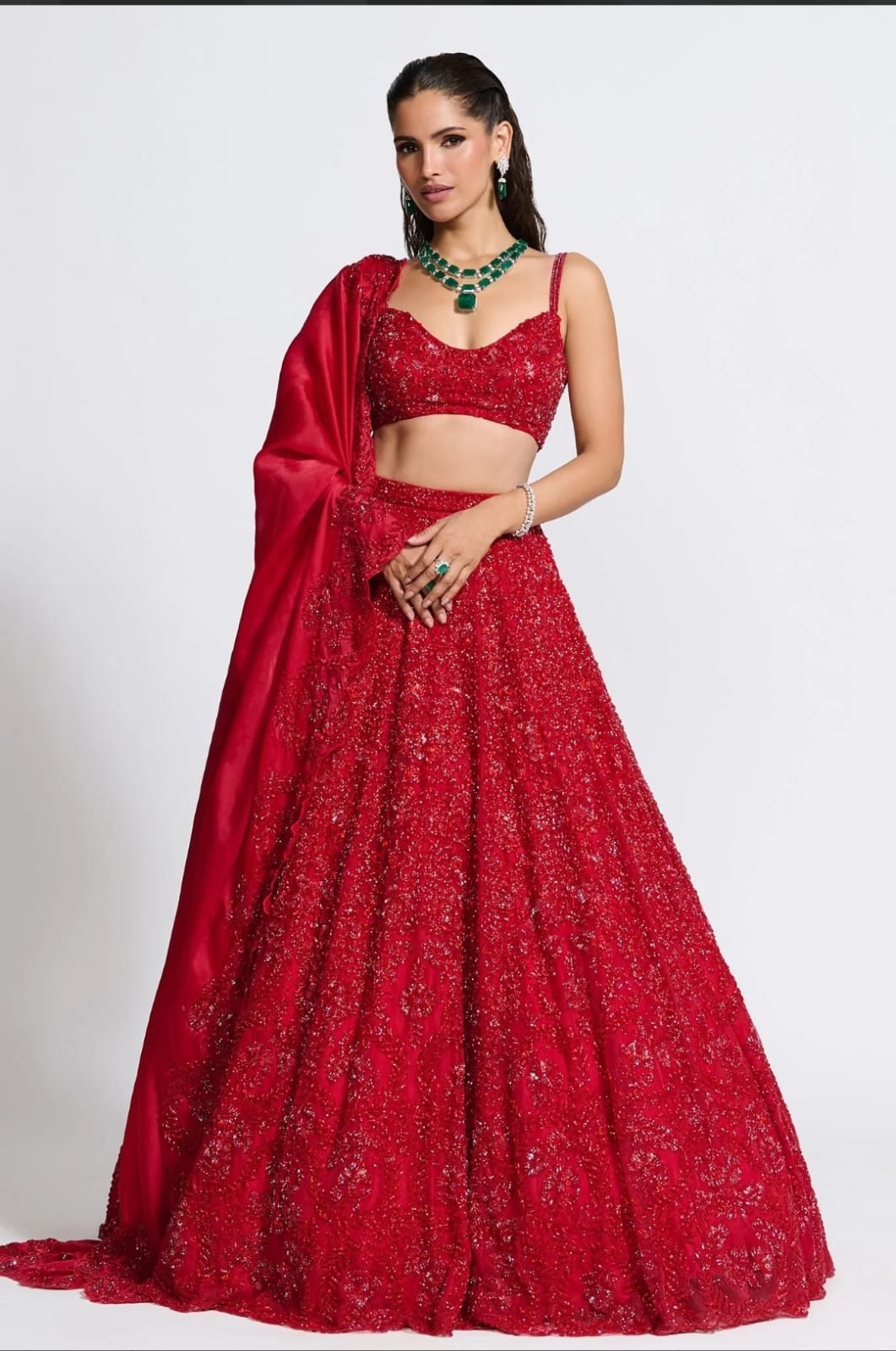 Premium Vichitra Silk Embroidered Lehenga Choli Set