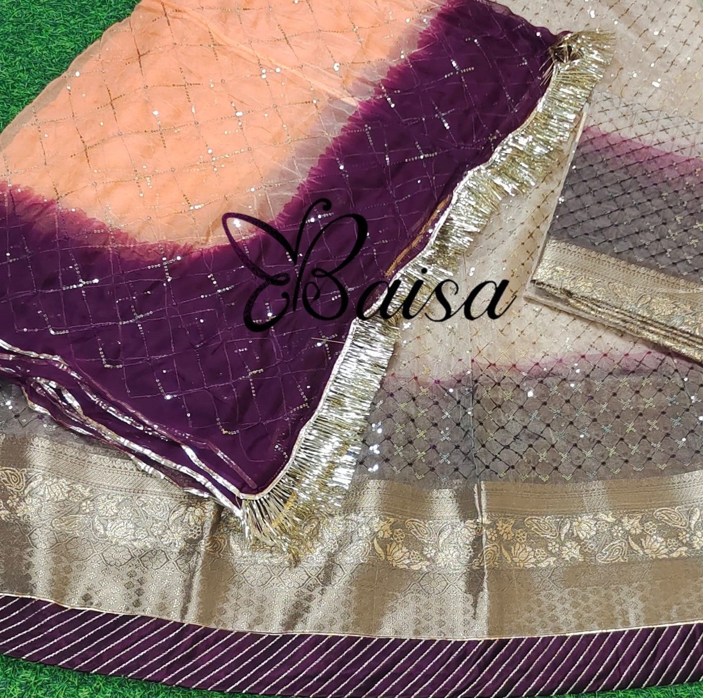 Twotone Designer Organza Humrahi Poshak With Heavy Banarasi Boder