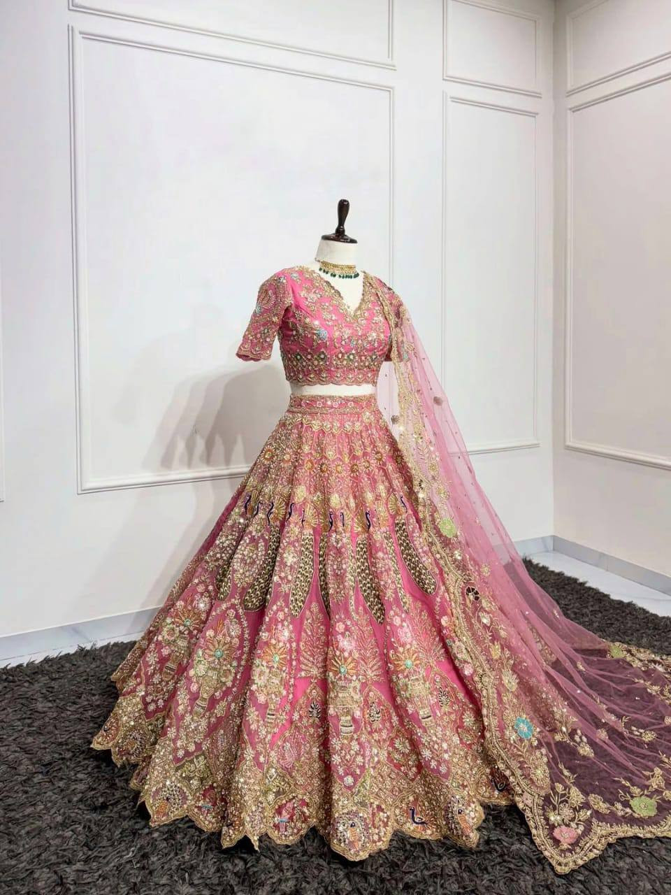 4 Meter Flared Butterfly Net Lehenga with Sequins Embroidery | Semi-Stitched Lehenga with Can-Can & Canvas Layers | Elegant Party Wear Ensemble