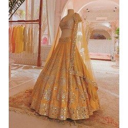 Mono Satin Silk Lehenga with Heavy Real Mirror Work