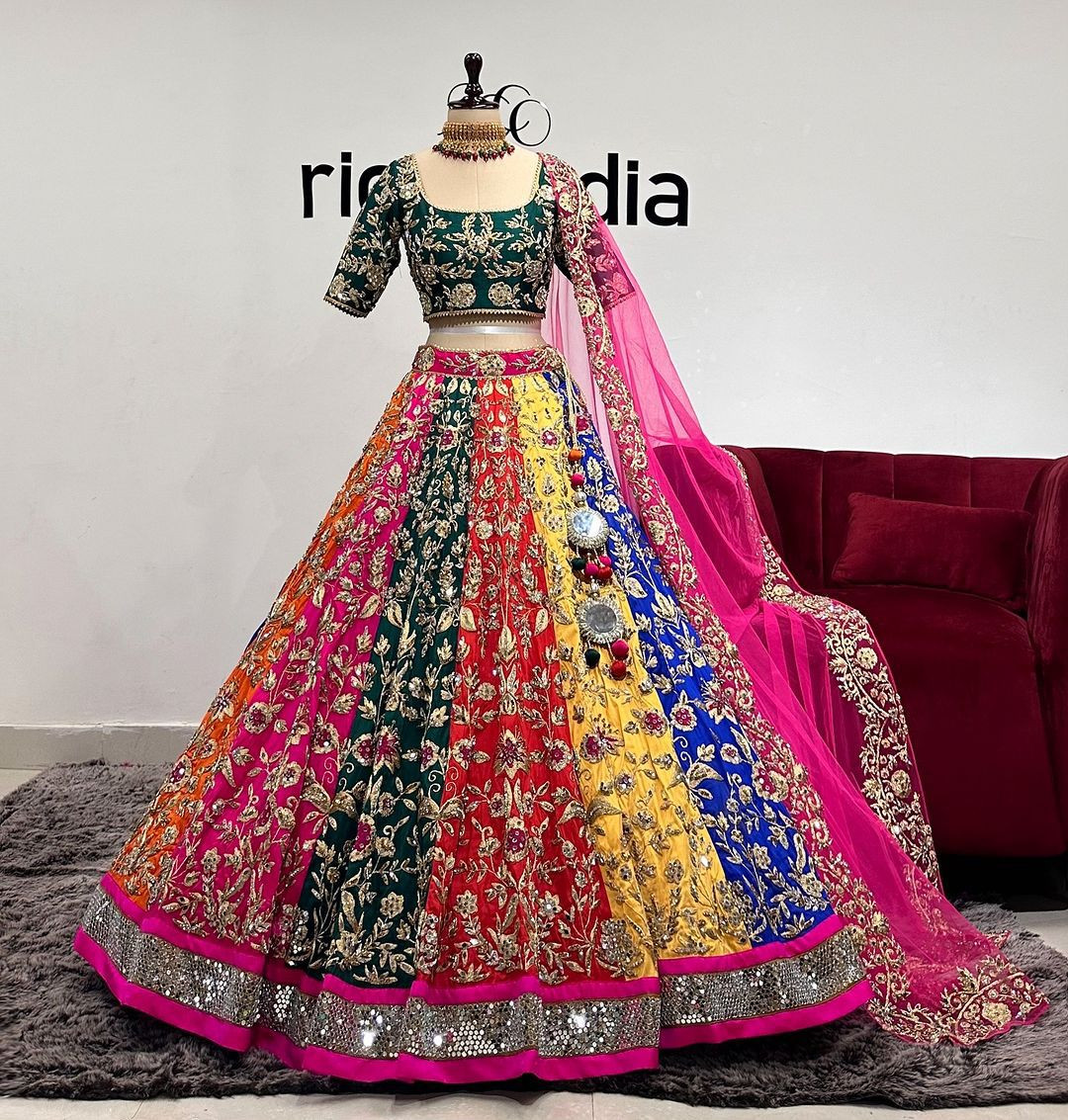 5 Mtr Flared Faux Georgette Lehenga With CanCan Canvas