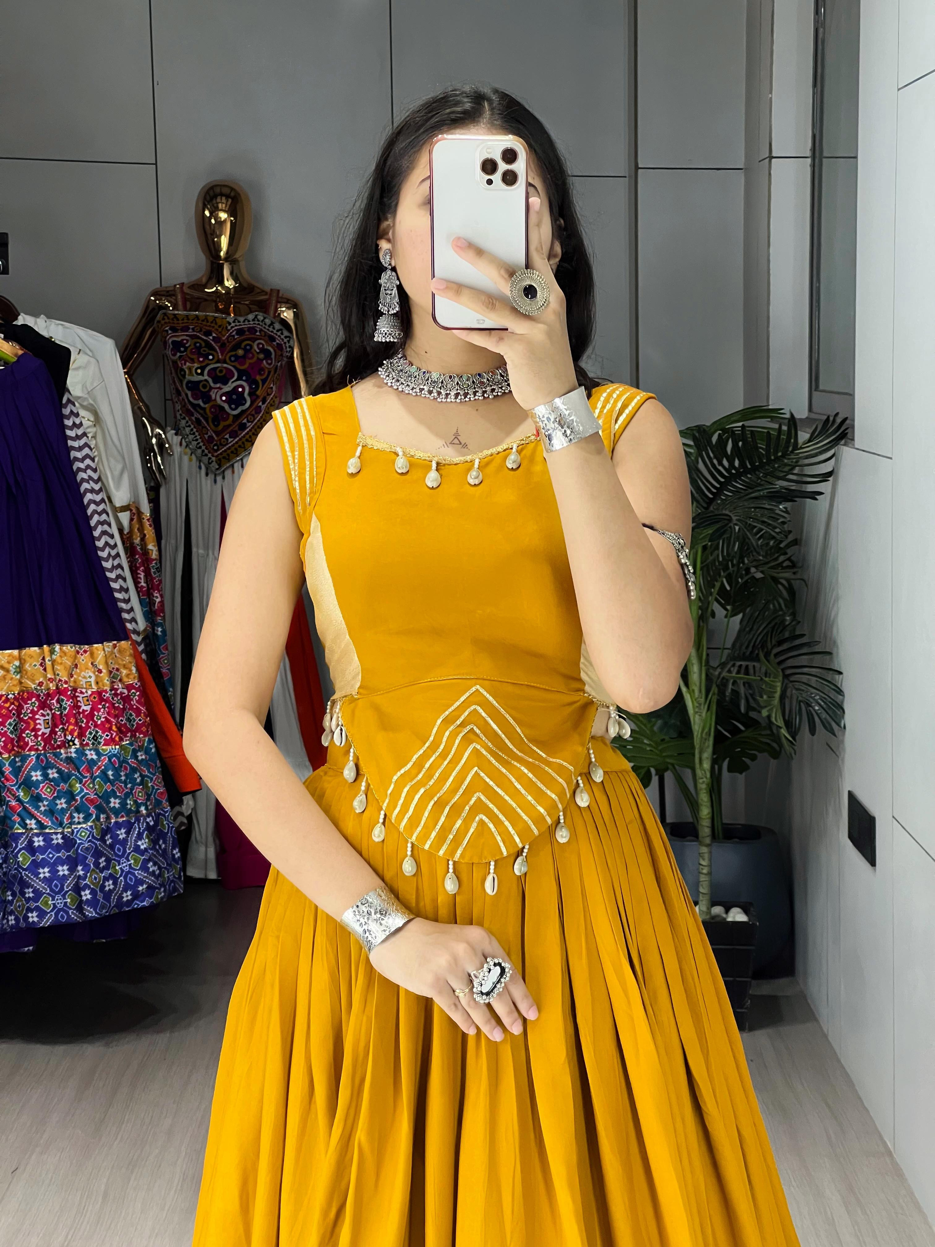 Navratri Collection 2026 Pure Rayon Cotton Lehenga with Fancy Top | Gota Patti Lehenga Choli for Women
