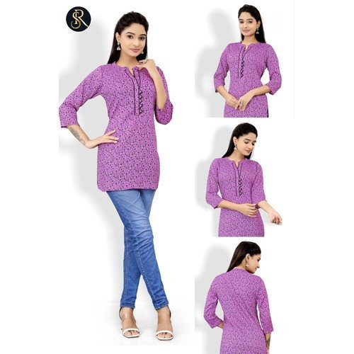 Chic White & Purple Women's Tunic – Effortless Elegance for Everyday Wear