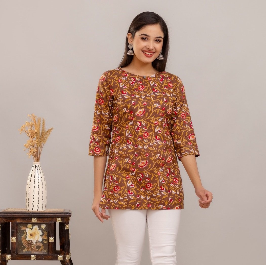 Sanganeri Printed Short Kurti