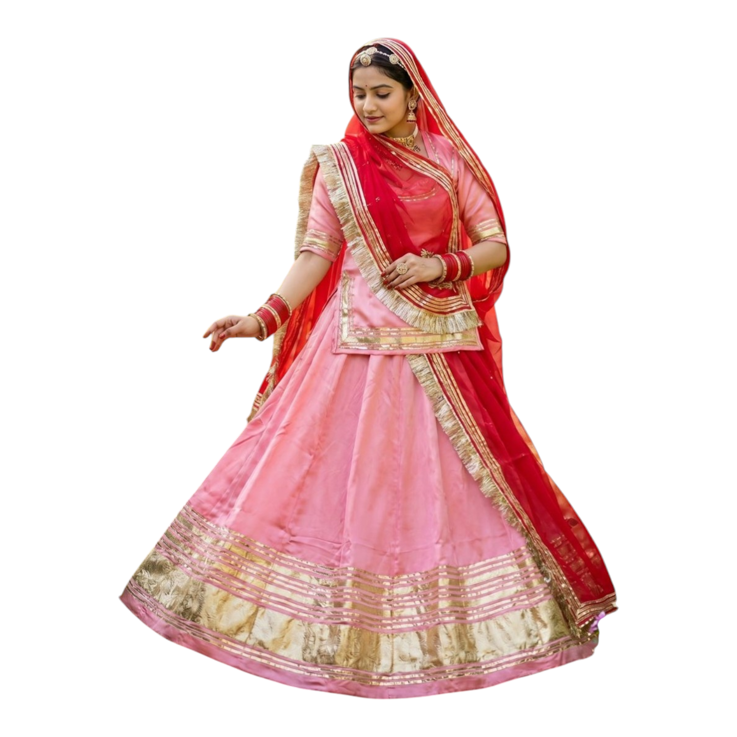 Satin Rajputi Poshak – Traditional Rajasthani Festive Wear for Women