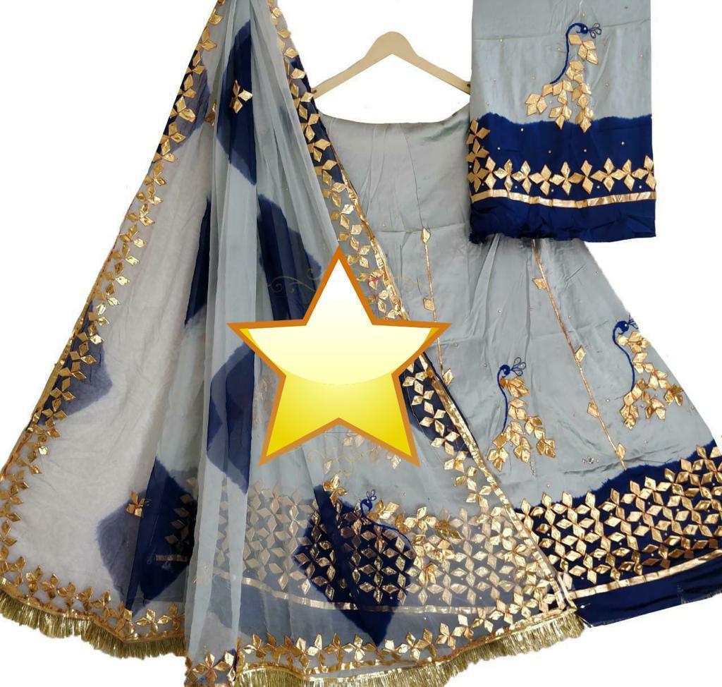 Gota Patti Mor Design Full Heavy Work Satan Rajputi Poshak(Semi Stich)