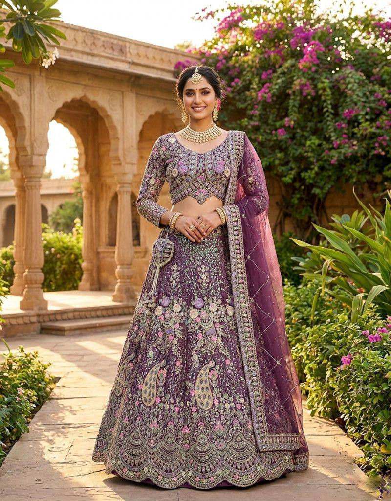 4 Meter Flared Butterfly Net Lehenga Choli with Coding Sequins Work | Designer Lehenga for Wedding & Festive Wear