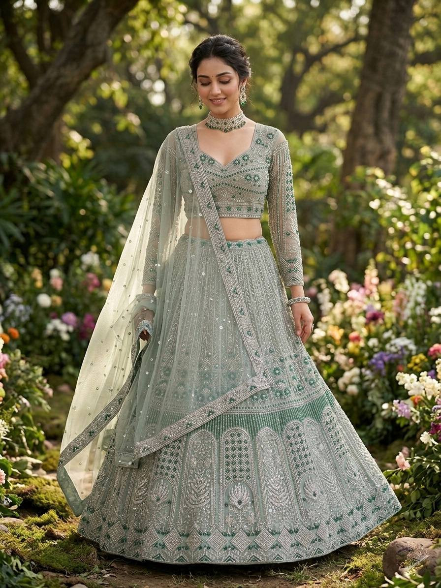 Elegant Soft Net Sequins Lehenga Choli with 4 Meter Flair | Party Wear Designer Lehenga Set