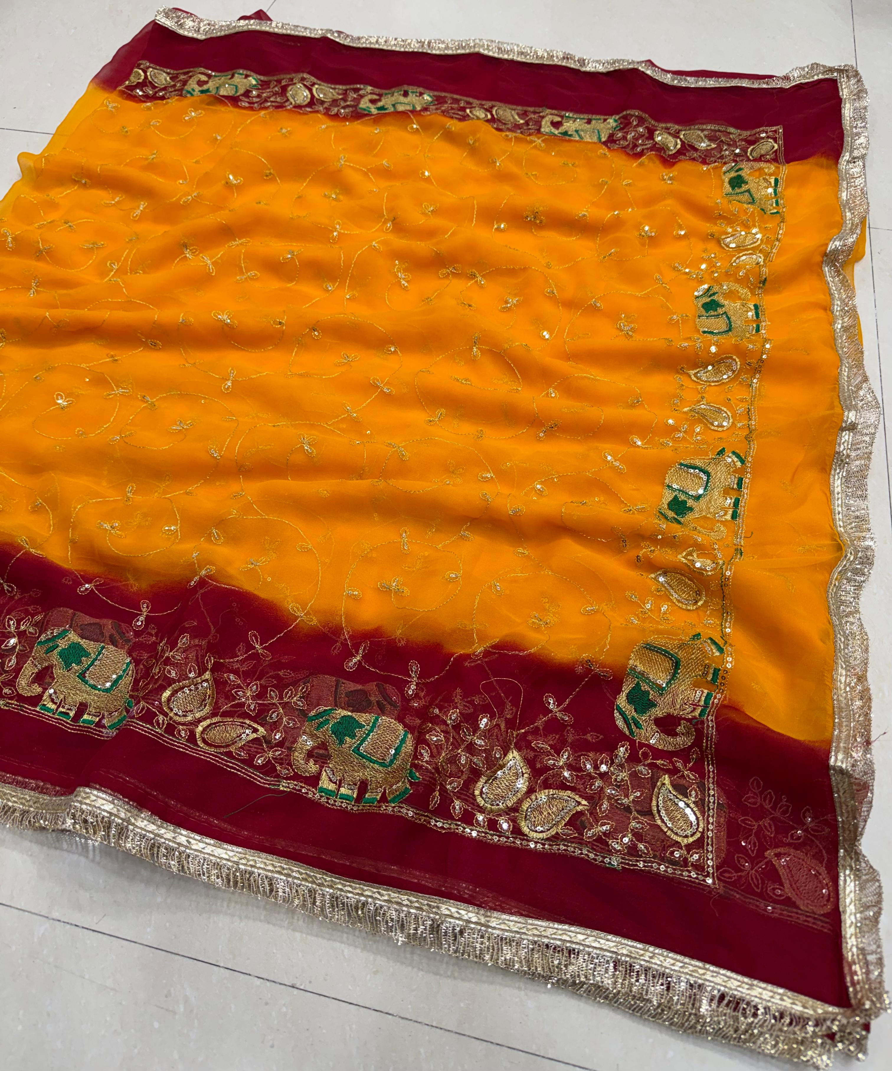 Royal Faag Georgette Saree With Sequence And Less Work