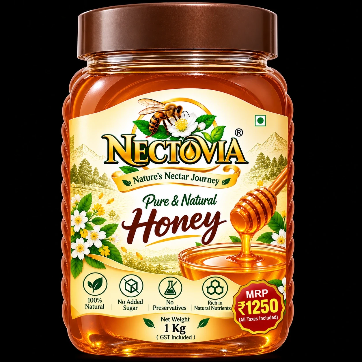 Nectovia Pure & Natural Honey 1 Kg | Premium Quality Honey