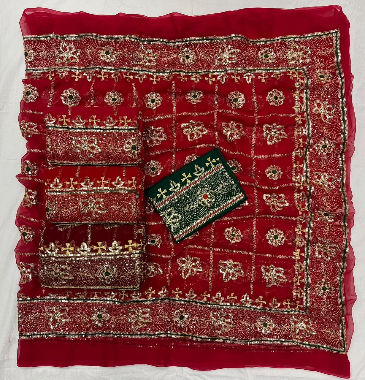 Premium Royal Georgette Rajwadi Saree with Blouse | Elegant Sequins Work Saree