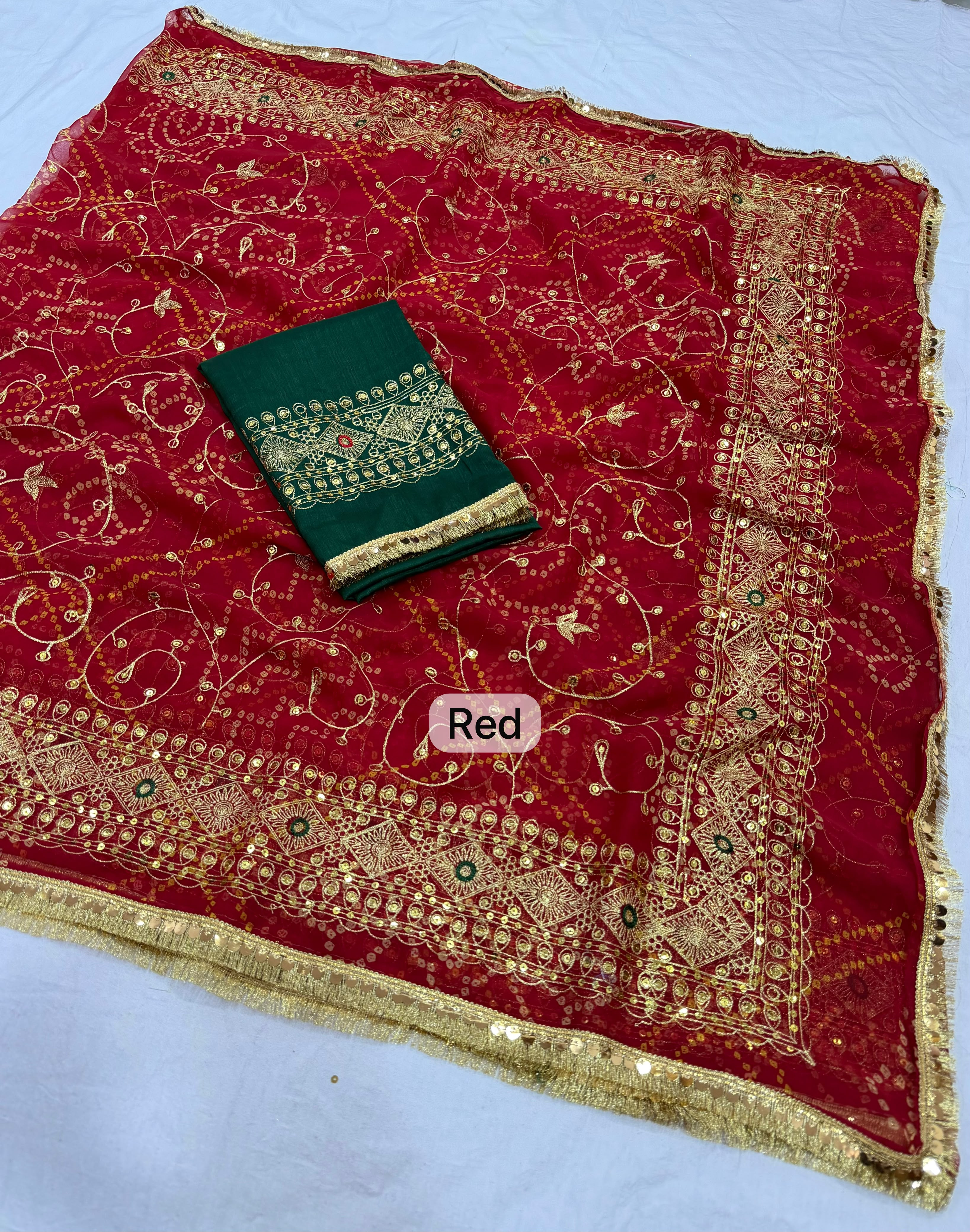 Premium Royal Georgette Bhandej Saree