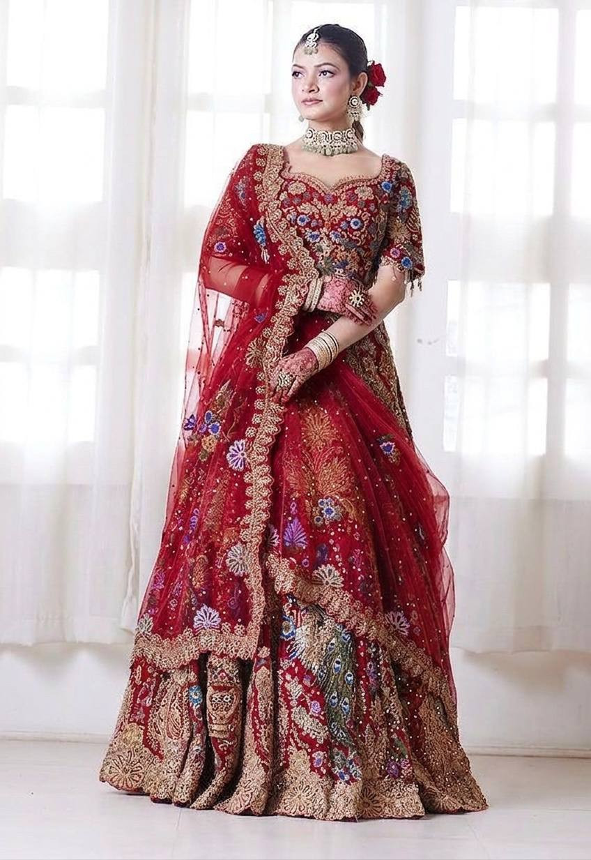 4 Meter Flared Fox Georgette Sequins Lehenga Set