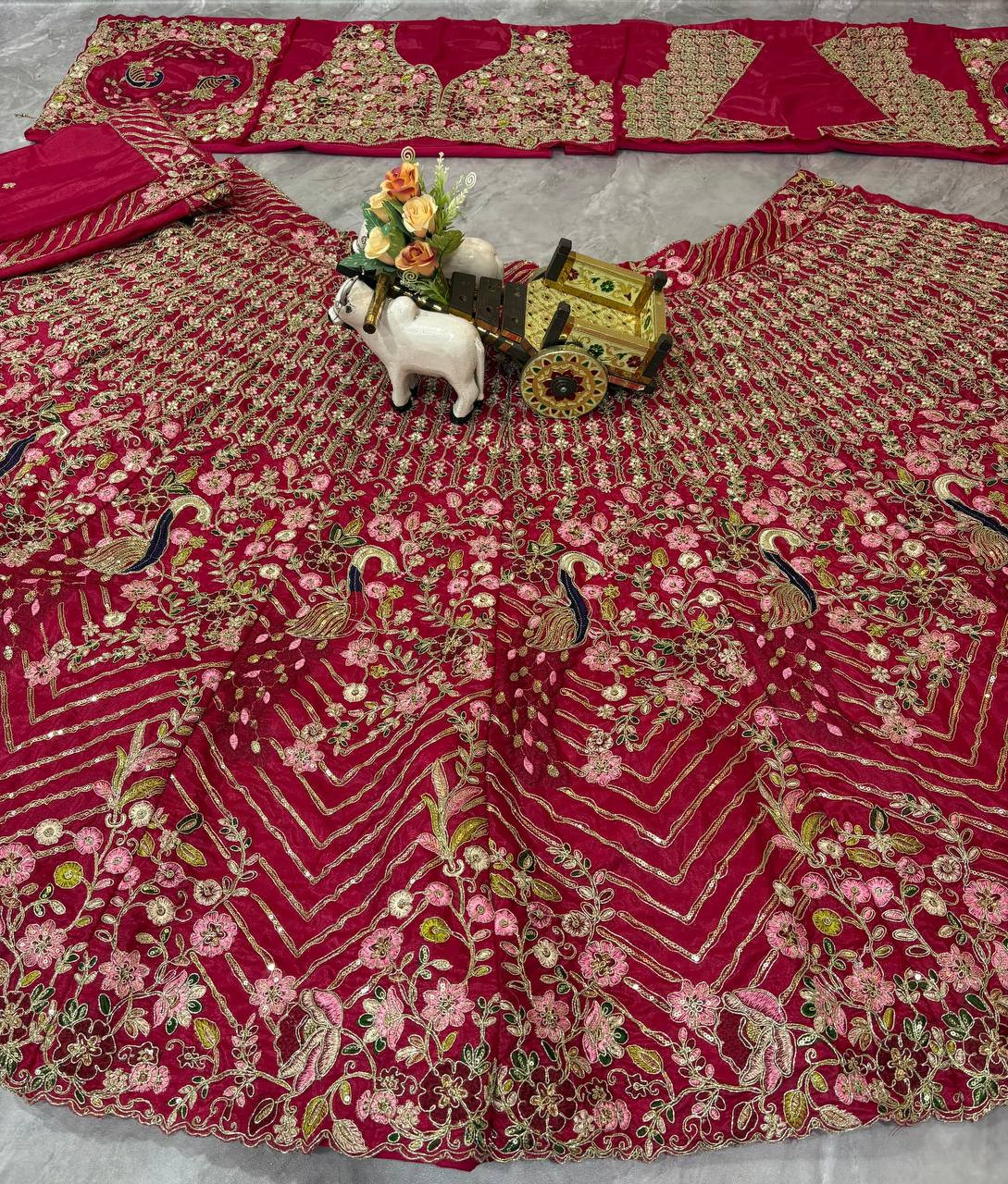 Premium 4 Meter Flared Twinkle Silk Lehenga with Sequins Work | Semi-Stitched Tubby Silk Lehenga Set with Can-Can & Canvas Layers