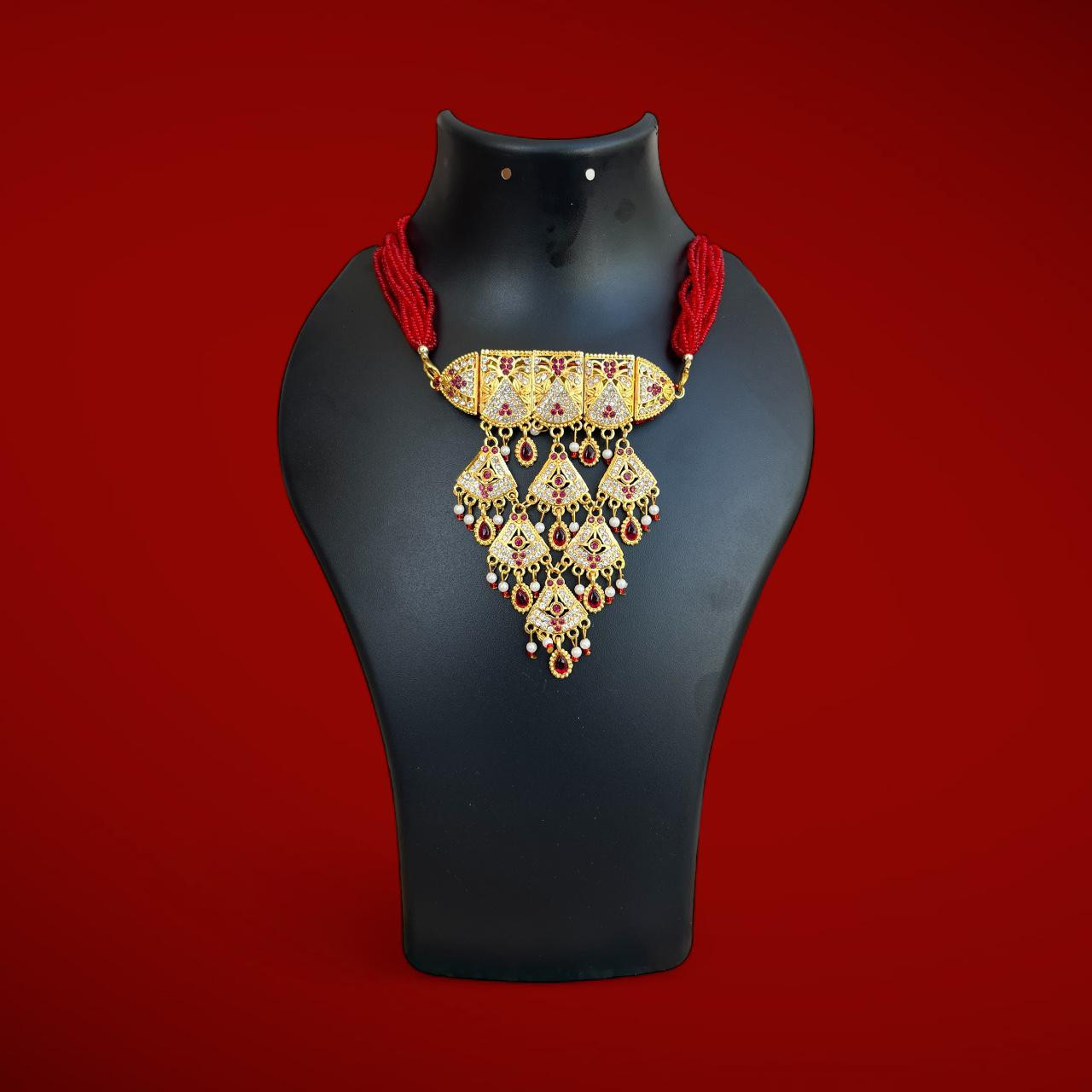 Gold Plated Rajputi Choker Nacklace Set For Women