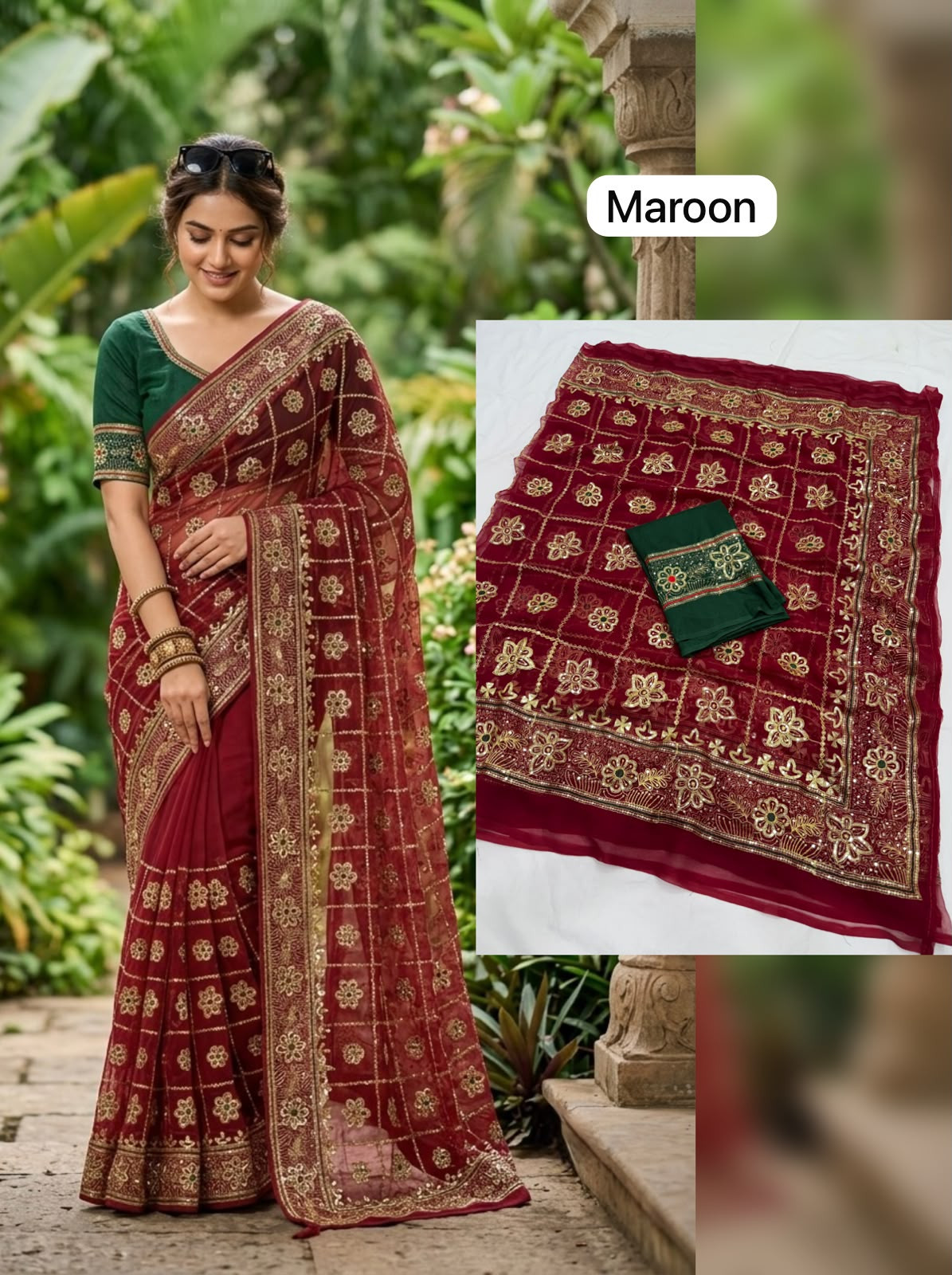Premium Royal Georgette Sequence Work Saree with Matching Blouse | Party Wear Designer Saree