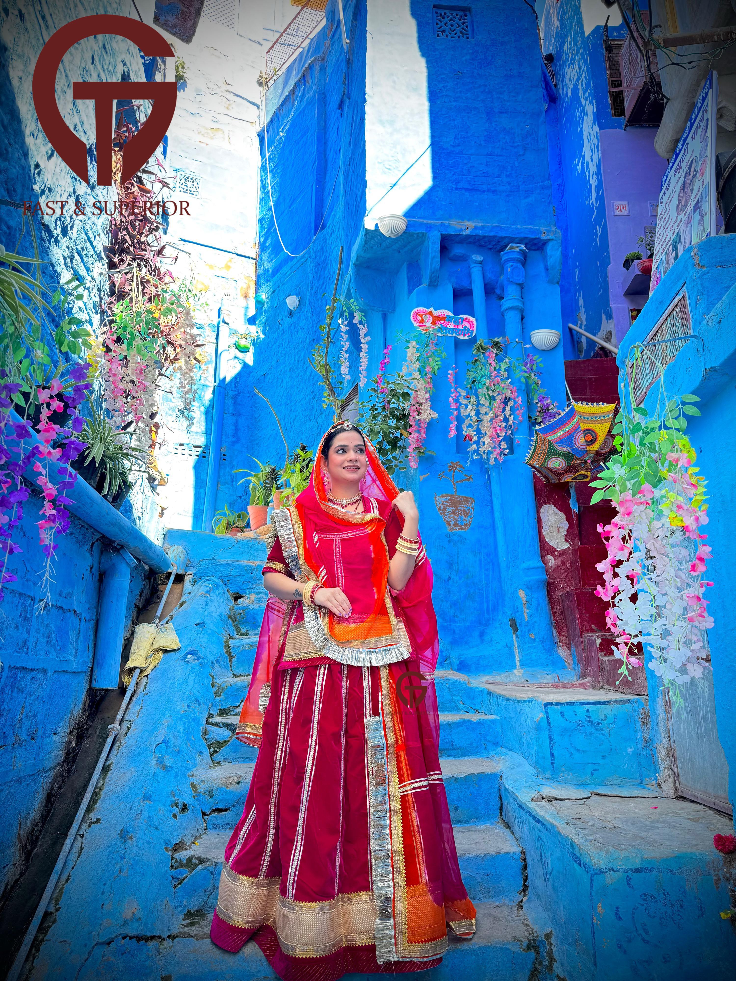 HEAVY BRANDED ROYAL RAJWADI VELVET RAJPUTI POSHAK  FOR WOMEN