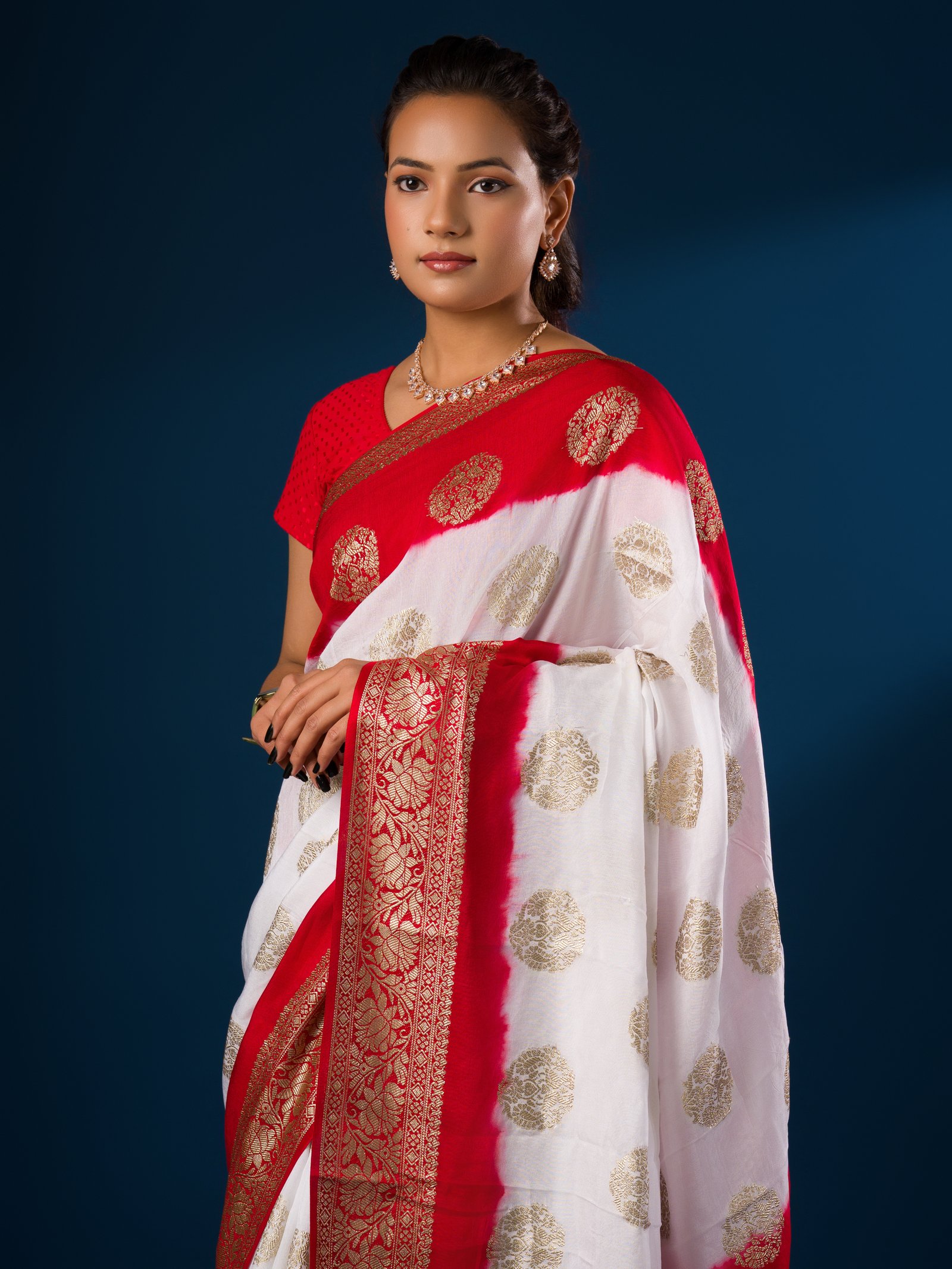 Pure Georgette Zari Faag Shadded Saree