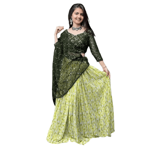 Green colour lehenga for women